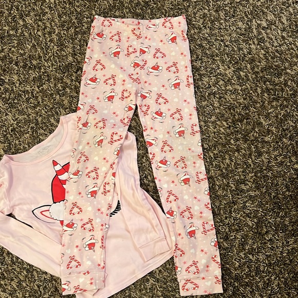 The Children’s Place Girls Pajama Set Size 8 EUC Unicorn and Candy cane design - Picture 4 of 7